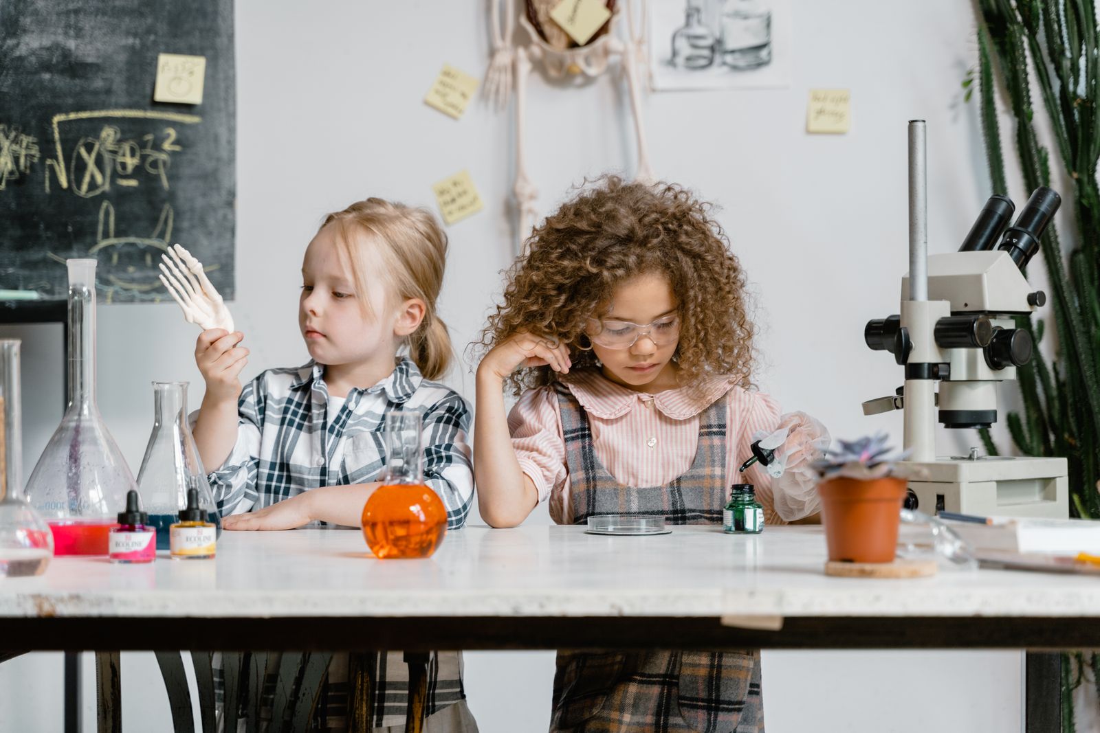 Students exploring a science experiment in a classroom laboratory